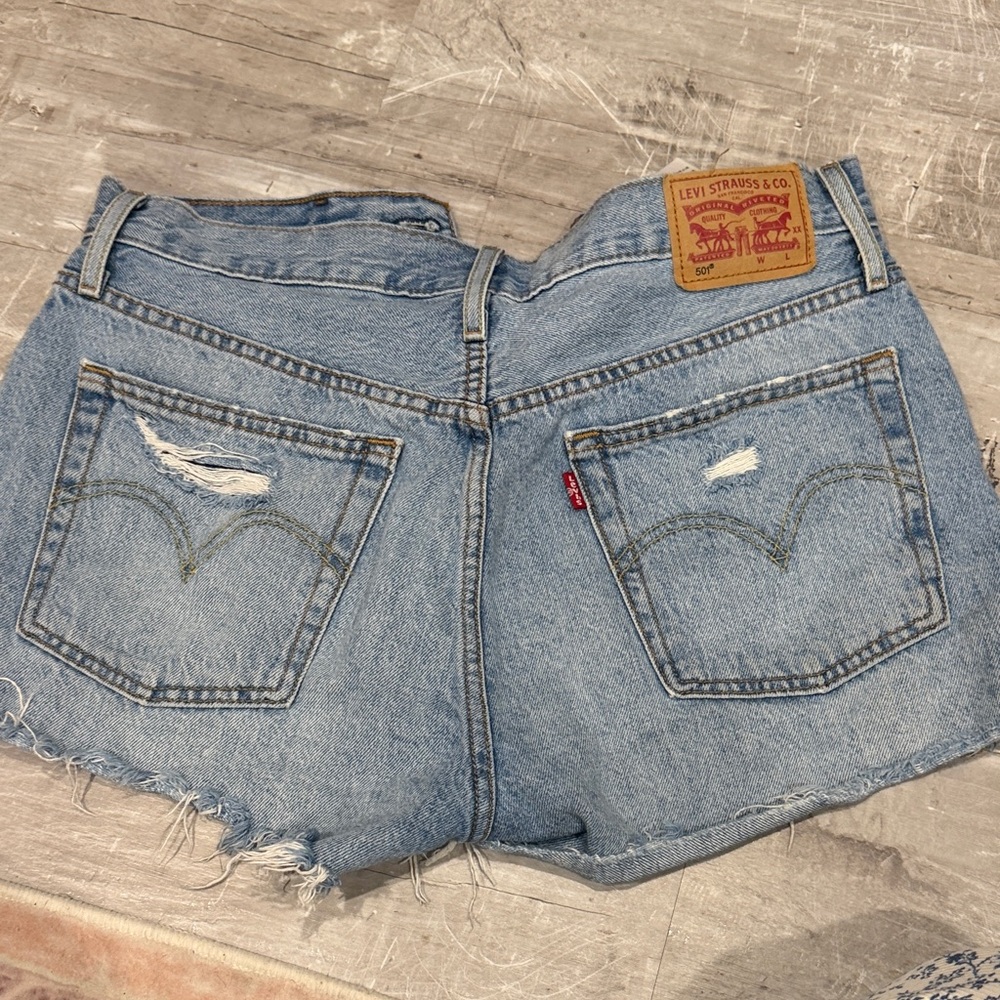 Levi's Light Blue Distressed Jean Shorts